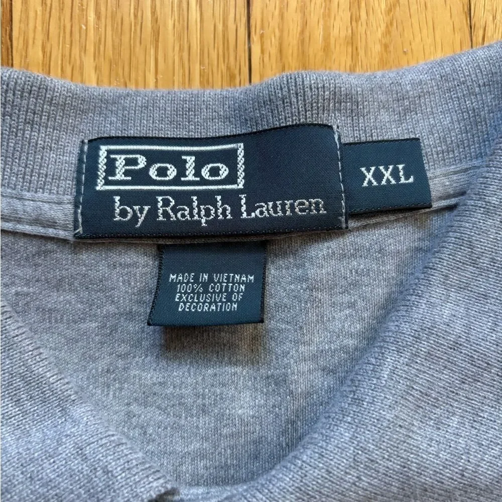 Polo Ralph Lauren Mens Long Sleeve Polo Shirt Classic Fit 2XL Gray Solid